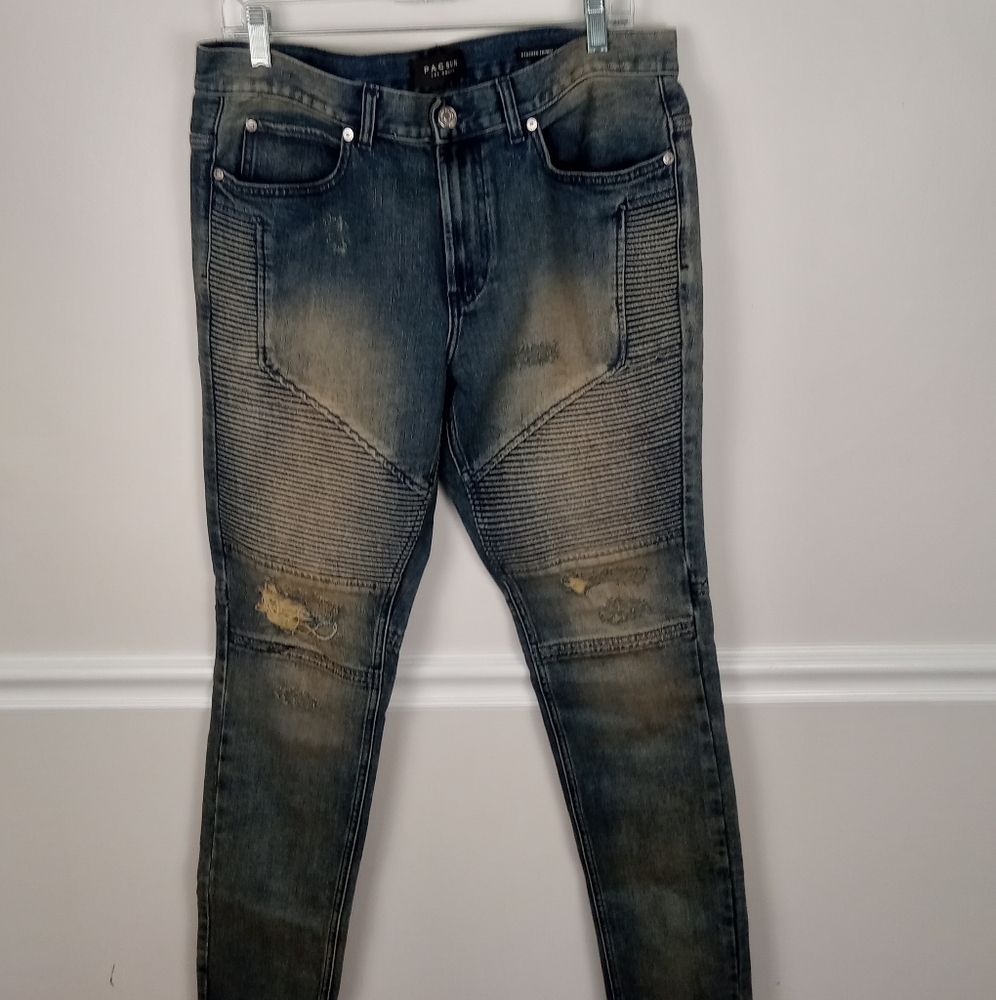 Ash Black Skinny Jeans Distressed Style Size 32x32